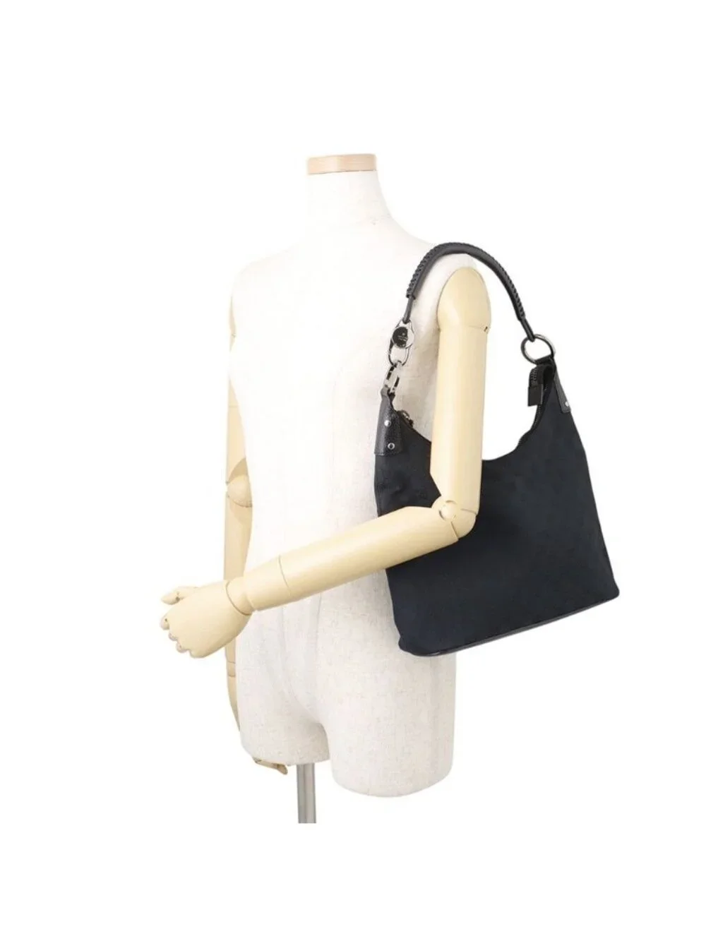 Gucci Shoulder Bag GG Canvas Leather Black
